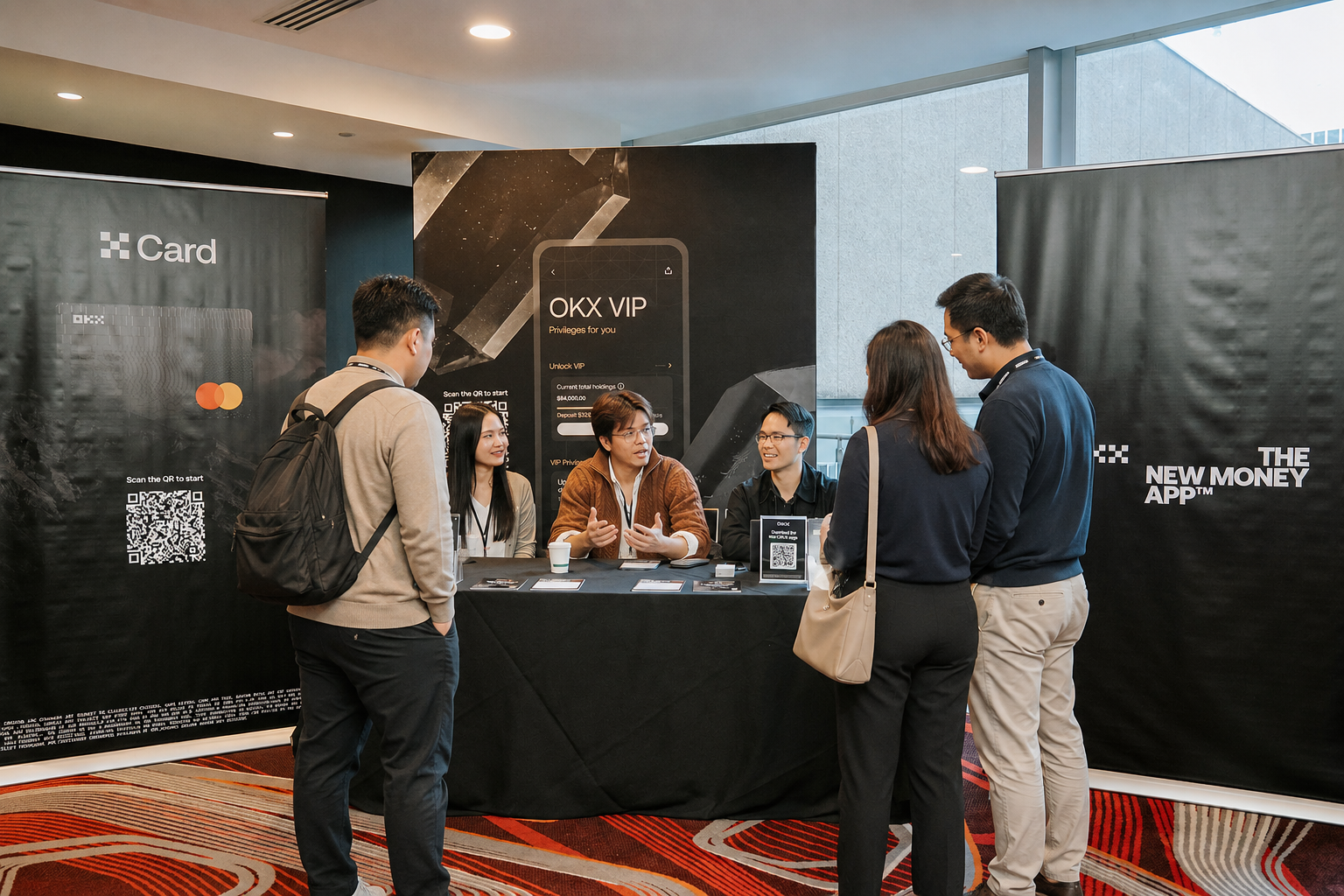 OKX team at their branded exhibitor booth